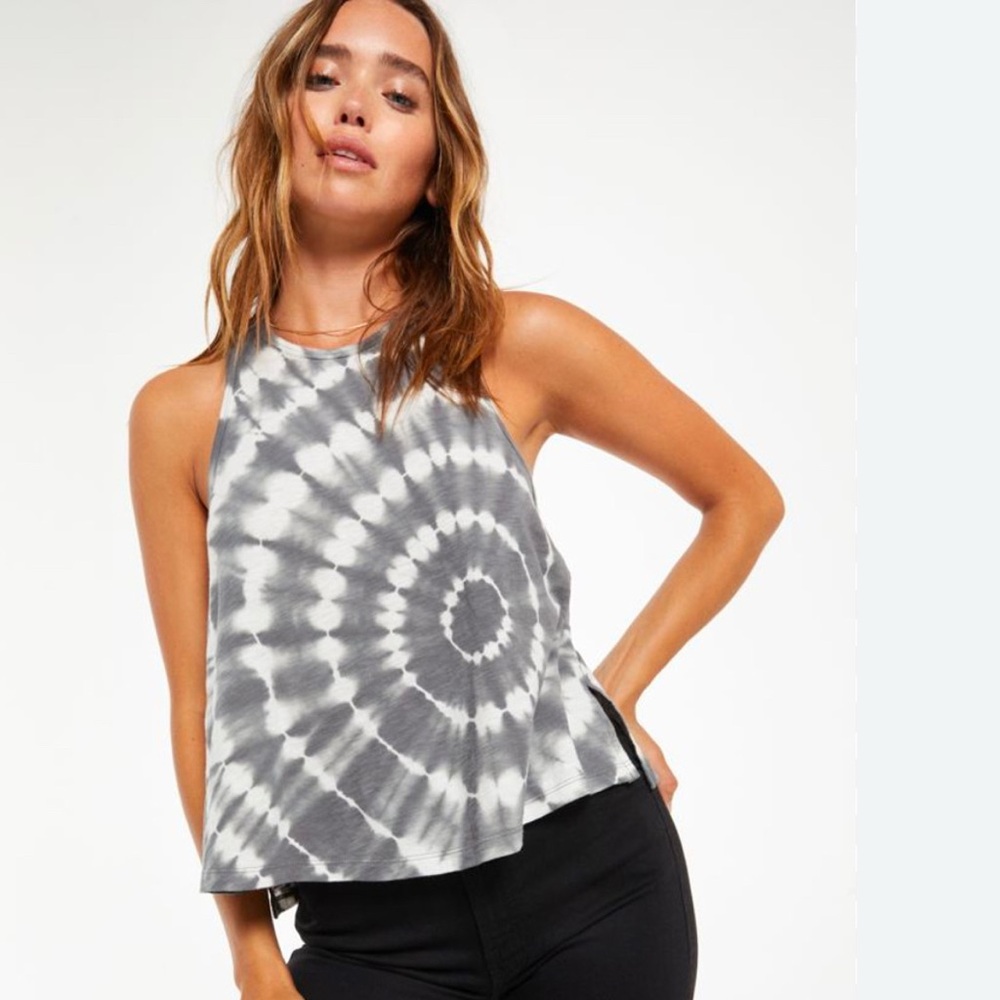 Z Supply Astra Spiral in charcoal Tie-Dye Halter Top - Gray